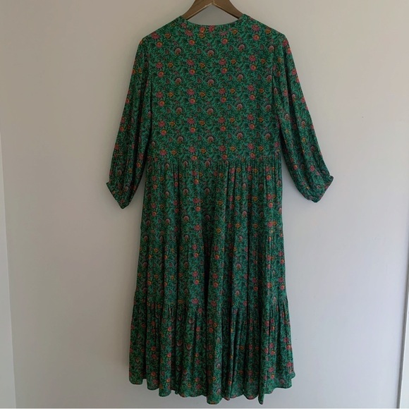 Celina Moon Green Floral Tiered Midi Dress Small NEW NWOT - Picture 6 of 10